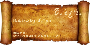 Babiczky Éva névjegykártya