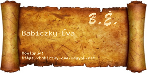 Babiczky Éva névjegykártya